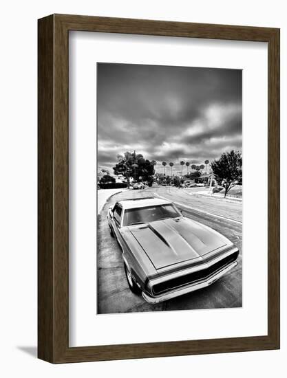 Â€˜66 Chevy Camaro Supersport with Dramatic Skies - Monochrome-Samuel Howell-Framed Photographic Print