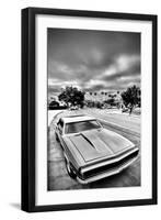 Â€˜66 Chevy Camaro Supersport with Dramatic Skies - Monochrome-Samuel Howell-Framed Photographic Print