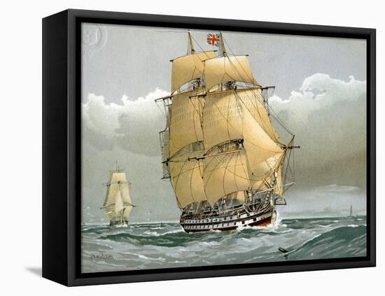 A 74 Gun Royal Navy Ship of the Line, C1794 (C1890-C189)-William Frederick Mitchell-Framed Stretched Canvas