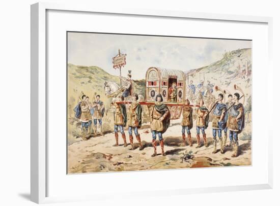 A 9th Century Noblewoman Carried in a Litter by Four Men, 1886-Armand Jean Heins-Framed Giclee Print