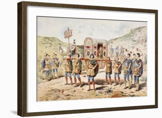 A 9th Century Noblewoman Carried in a Litter by Four Men, 1886-Armand Jean Heins-Framed Giclee Print