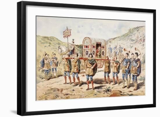 A 9th Century Noblewoman Carried in a Litter by Four Men, 1886-Armand Jean Heins-Framed Giclee Print