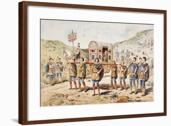 A 9th Century Noblewoman Carried in a Litter by Four Men, 1886-Armand Jean Heins-Framed Giclee Print