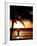 A Afternoon Runner Passes Under a Palm Tree as the Sun Sets Behind-null-Framed Photographic Print