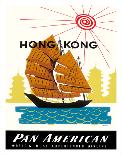 Hong Kong, China Pan Am American Traditional Sail Boat and Temples-A^ Amspoker-Laminated Giclee Print