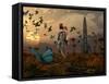 A Astronaut Is Greeted by a Swarm of Butterflies on an Alien World-Stocktrek Images-Framed Stretched Canvas