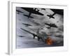 A B-17 Flying Fortress Is Set Ablaze by a German Interceptor Fighter Plane-Stocktrek Images-Framed Photographic Print