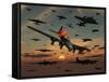 A B-17 Flying Fortress Is Set Ablaze by a German Interceptor Fighter Plane-Stocktrek Images-Framed Stretched Canvas