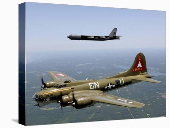 A B-17G Flying Fortress Participates in a Heritage Flight with a B-52H Stratofortress-Stocktrek Images-Stretched Canvas