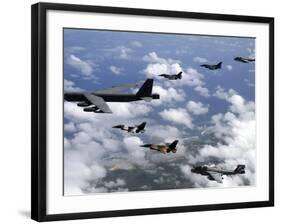 A B-52 Stratofortress Leads a Formation of Aircraft Over Guam-Stocktrek Images-Framed Photographic Print