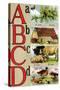 A, B, C, D Illustrated Letters-Edmund Evans-Stretched Canvas