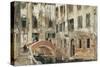 A Backwater in Venice (Oil on Paper)-William White Warren-Stretched Canvas