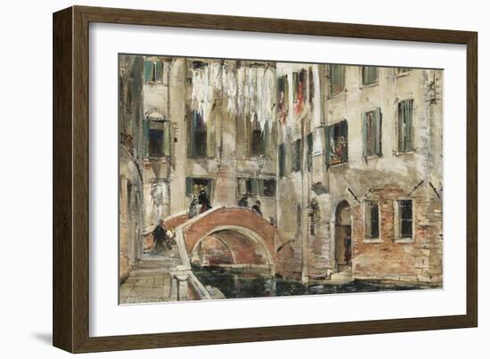 A Backwater in Venice (Oil on Paper)-William White Warren-Framed Giclee Print