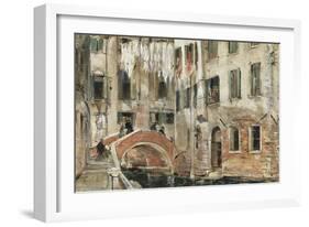 A Backwater in Venice (Oil on Paper)-William White Warren-Framed Giclee Print