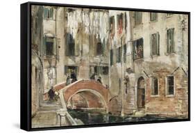 A Backwater in Venice (Oil on Paper)-William White Warren-Framed Stretched Canvas