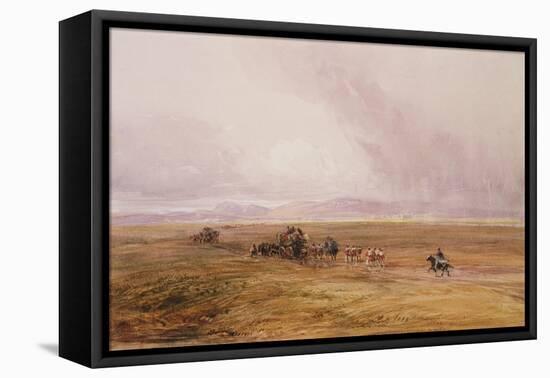 A Baggage Train Crossing a Plain-David Cox-Framed Stretched Canvas