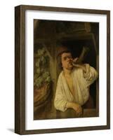 A Baker Blowing His Horn-Adriaen Van Ostade-Framed Art Print