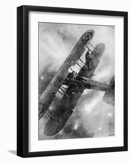 A Balancing Feat over the German Lines, WW1 Aviation-Christopher Clark-Framed Art Print