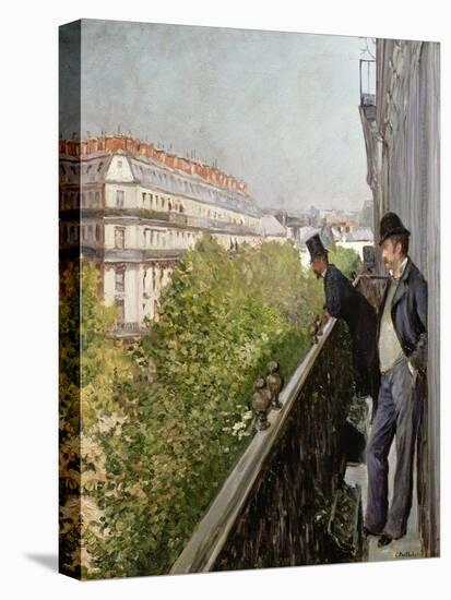 A Balcony, Boulevard Haussmann, 1880-Gustave Caillebotte-Stretched Canvas