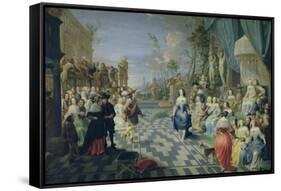 A Ball on the Terrace of a Palace-Hieronymus Janssens-Framed Stretched Canvas