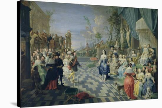 A Ball on the Terrace of a Palace-Hieronymus Janssens-Stretched Canvas