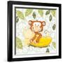 A Banana Ride-Blue Fish-Framed Art Print