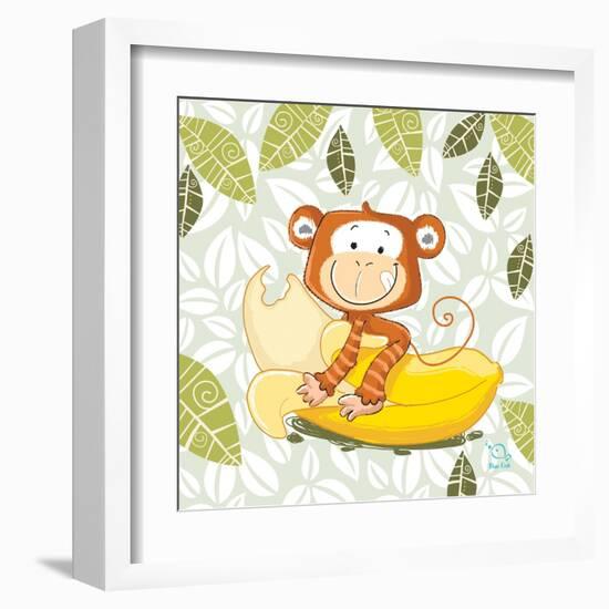 A Banana Ride-Blue Fish-Framed Art Print