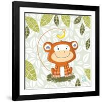 A Banana Tale-Blue Fish-Framed Art Print