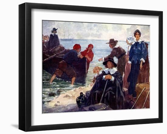 A Band of Exiles Moor'D their Bark on the Wild New England Shore, 1620-AS Forrest-Framed Giclee Print