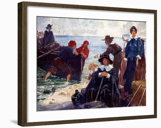 A Band of Exiles Moor'D their Bark on the Wild New England Shore, 1620-AS Forrest-Framed Giclee Print