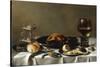 A Banketje Still Life with a Roemer, a Mounted Salt-Cellar, Pewter Plates with a Roast Chicken?-Pieter Claesz-Stretched Canvas