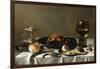 A Banketje Still Life with a Roemer, a Mounted Salt-Cellar, Pewter Plates with a Roast Chicken?-Pieter Claesz-Framed Giclee Print