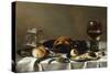 A Banketje Still Life with a Roemer, a Mounted Salt-Cellar, Pewter Plates with a Roast Chicken?-Pieter Claesz-Stretched Canvas