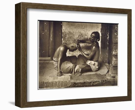 A Barber at Work in Ceylon (Sri Lanka)-null-Framed Photographic Print