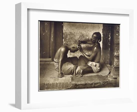 A Barber at Work in Ceylon (Sri Lanka)-null-Framed Photographic Print