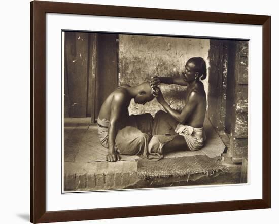 A Barber at Work in Ceylon (Sri Lanka)-null-Framed Photographic Print