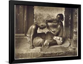 A Barber at Work in Ceylon (Sri Lanka)-null-Framed Photographic Print