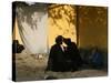 A Barber Cuts the Beard of a Client in His Barber Post in Kabul, Afghanistan, October 1, 2006-Rodrigo Abd-Stretched Canvas