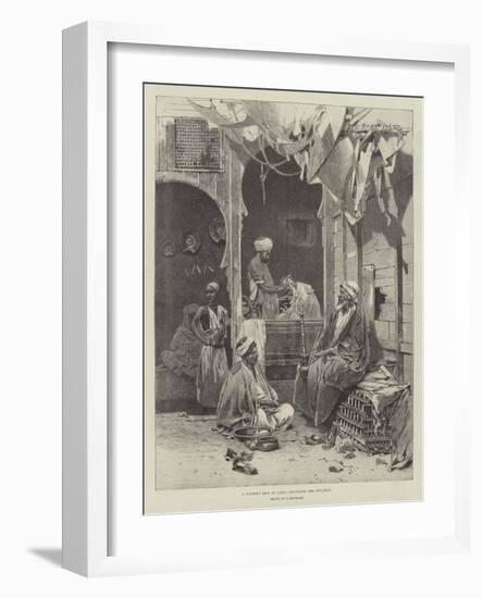 A Barber's Shop at Cairo, Discussing the Situation-Charles Auguste Loye-Framed Giclee Print