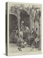 A Barber's Shop at Cairo, Discussing the Situation-Charles Auguste Loye-Stretched Canvas