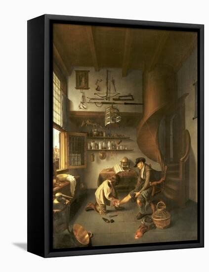 A Barber Surgeon Tending a Peasant's Foot, circa 1650-Isaack Koedijck-Framed Stretched Canvas