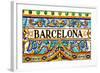 A Barcelona Sign Over A Mosaic Wall-nito-Framed Art Print