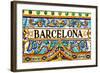 A Barcelona Sign Over A Mosaic Wall-nito-Framed Art Print