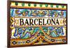 A Barcelona Sign Over A Mosaic Wall-nito-Framed Art Print