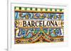 A Barcelona Sign Over A Mosaic Wall-nito-Framed Art Print