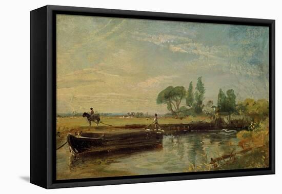 A Barge Below Flatford Lock, c.1810-John Constable-Framed Stretched Canvas