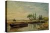 A Barge Below Flatford Lock, c.1810-John Constable-Stretched Canvas