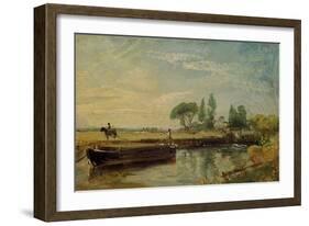 A Barge Below Flatford Lock, c.1810-John Constable-Framed Giclee Print