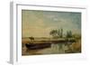 A Barge Below Flatford Lock, c.1810-John Constable-Framed Giclee Print