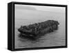 A Barge Packed with Vietnamese Refugees from Danang is Towed to the Ss Pioneer Contender-null-Framed Stretched Canvas